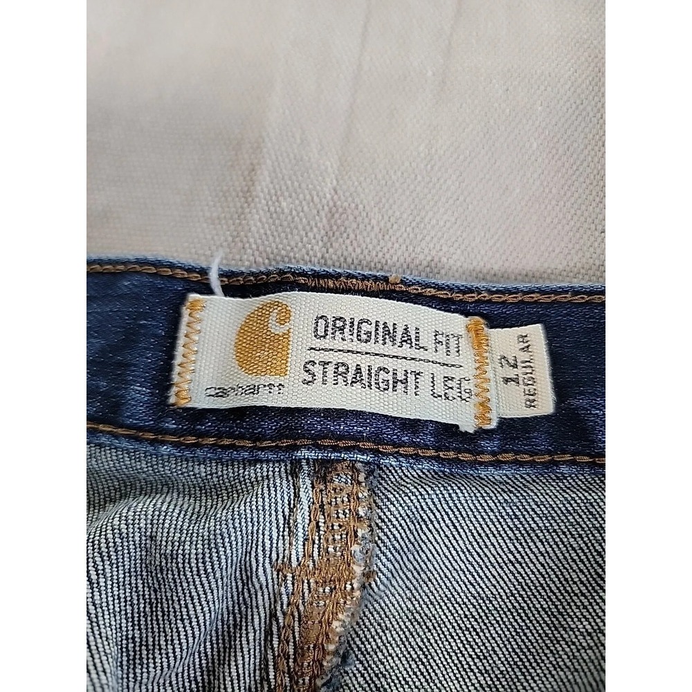 Carhartt Jeans Womens 33x31 Blaine Original Straight FLEX Dark Blue Mid Rise EUC - Picture 9 of 13